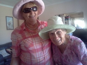 Granny and Sally about to leave for a visit to the nursey