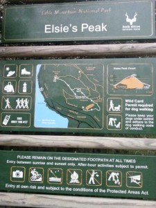 Elsies Peak sign