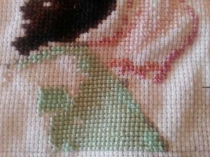 Section of the front of cross stitch